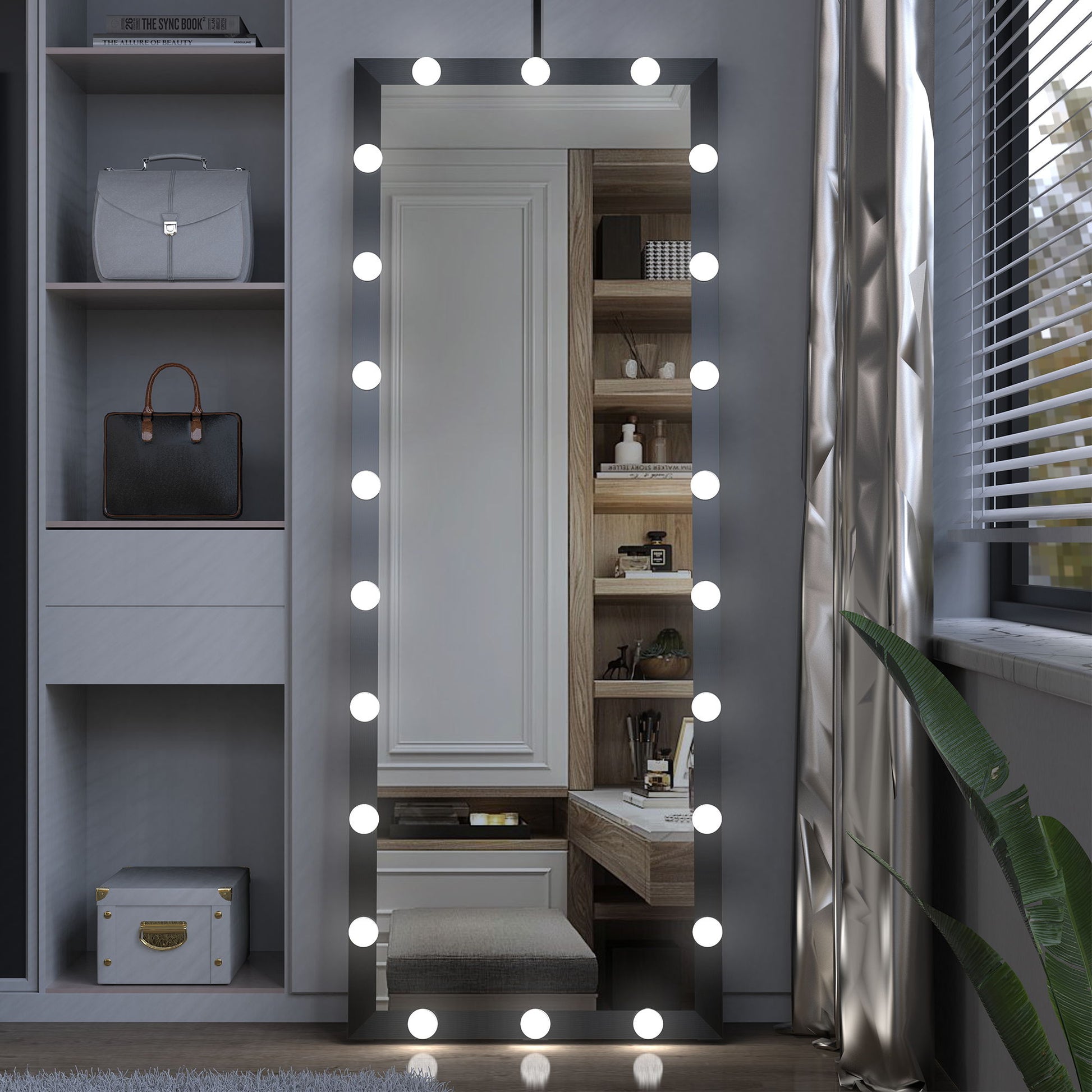 Full Length Mirror With Lights Full Body Vanity Mirror With 3 Color Modes Lighted Standing Floor Mirror For Dressing Room Bedroom Wall Mounted Touch Control