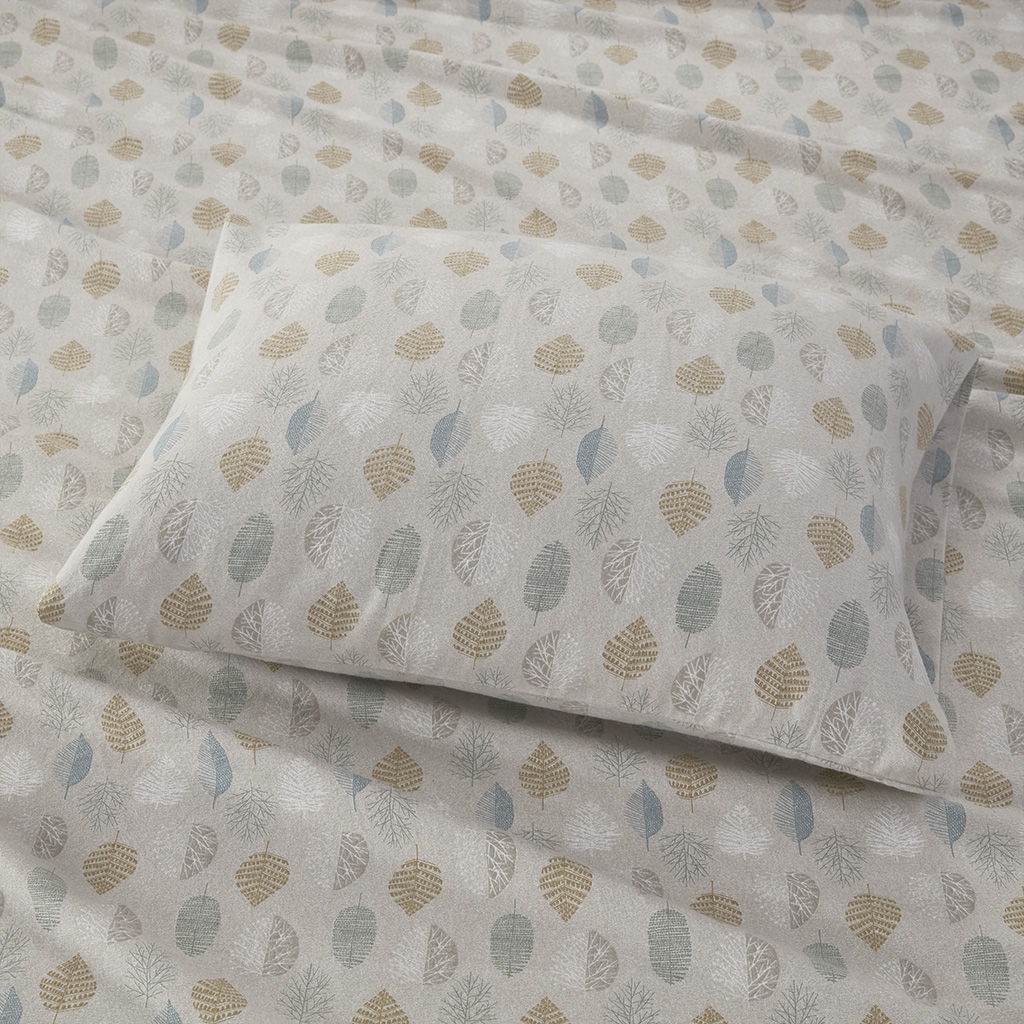 Cozy Flannel - Twin Printed Sheet Set - Multi Leaves