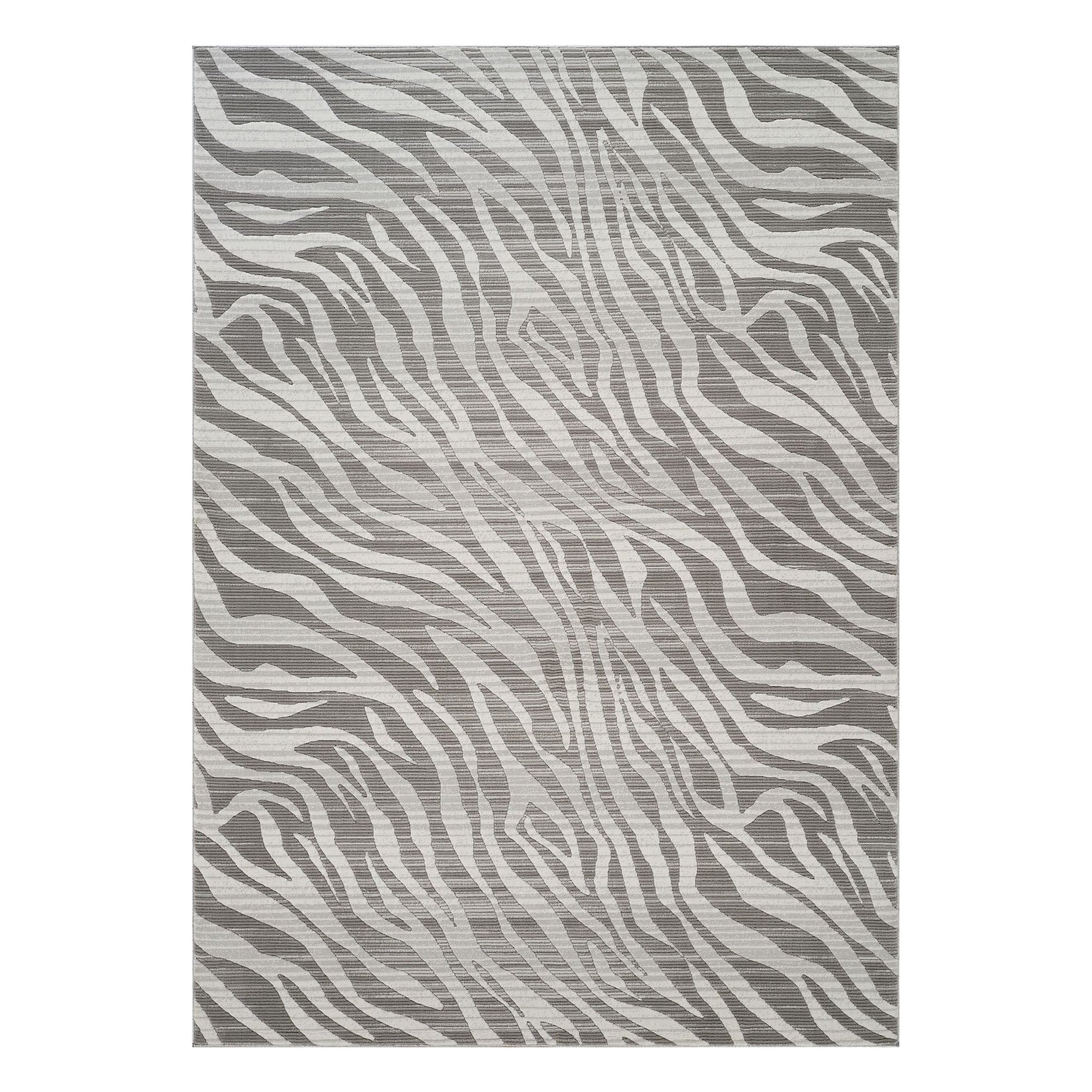 Geometrix - 5'3" X 7'3" Area Rug Geometric & 3D Effect - Ivory / Gray