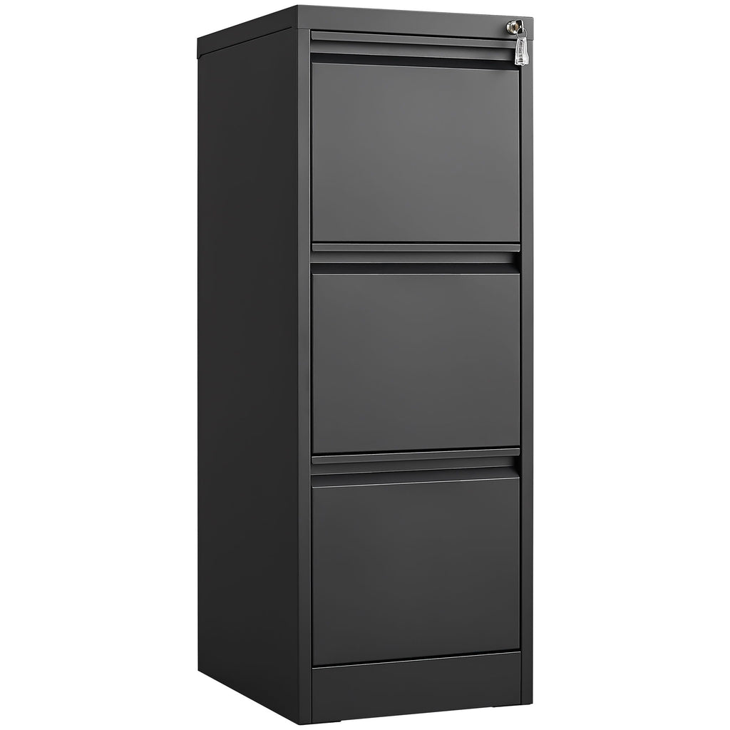 Durable Metal 3 Drawer File Cabinet With Lock For Office Storage