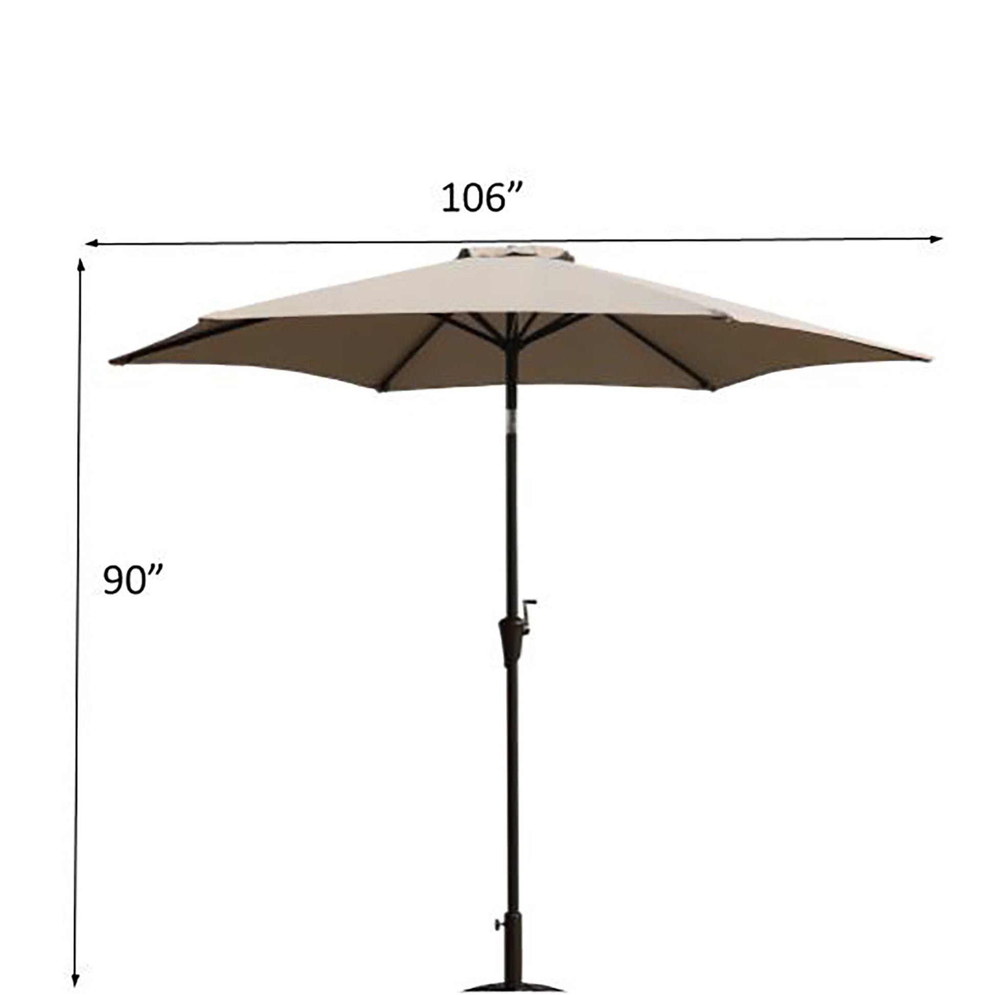 8.8' Outdoor Aluminum Patio Umbrella, Market Umbrella With 33 Pounds Round Resin Umbrella Base Lift