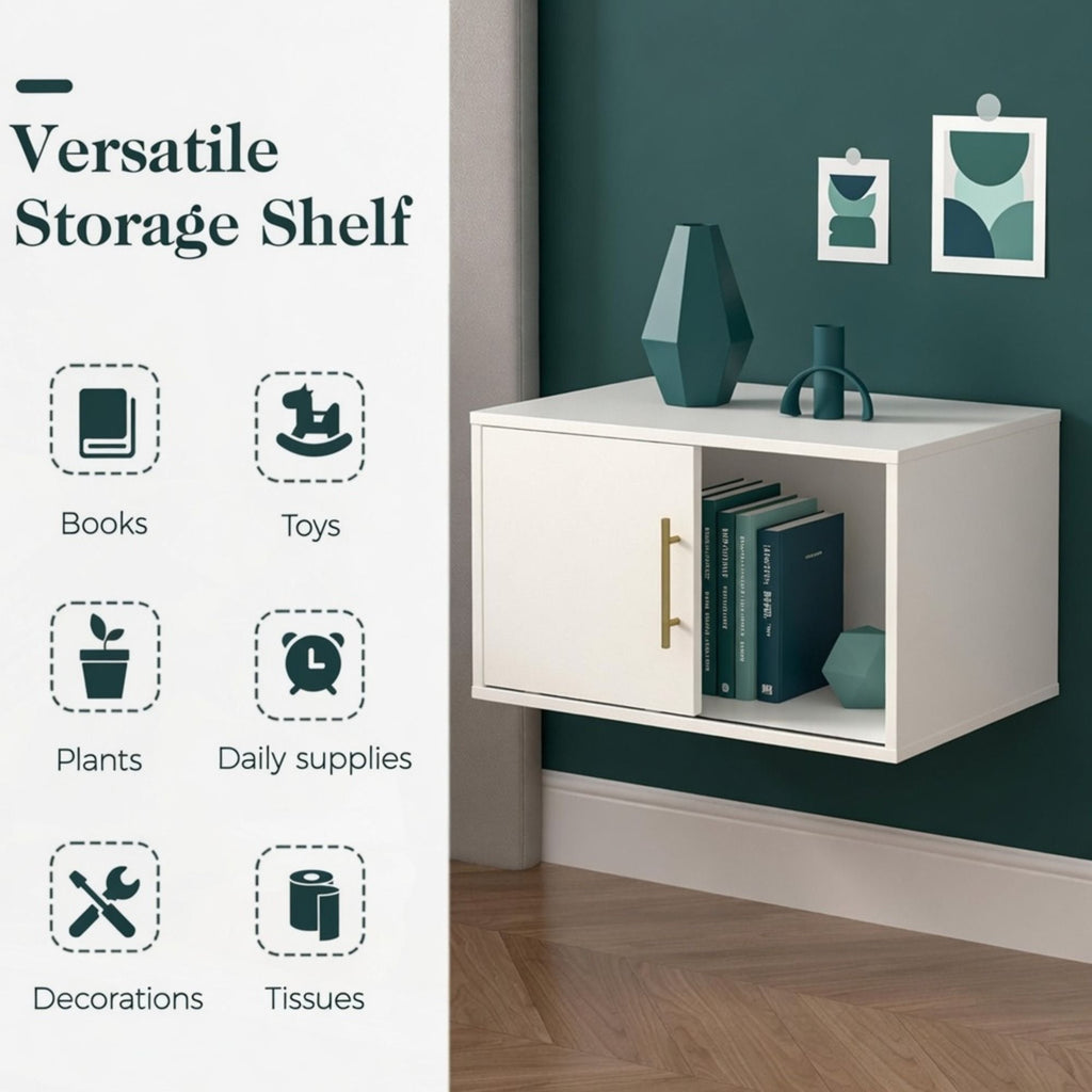 Cube Storage Organizer With Sliding Door Stackable Modular Bookshelf & Storage Cabinet - White