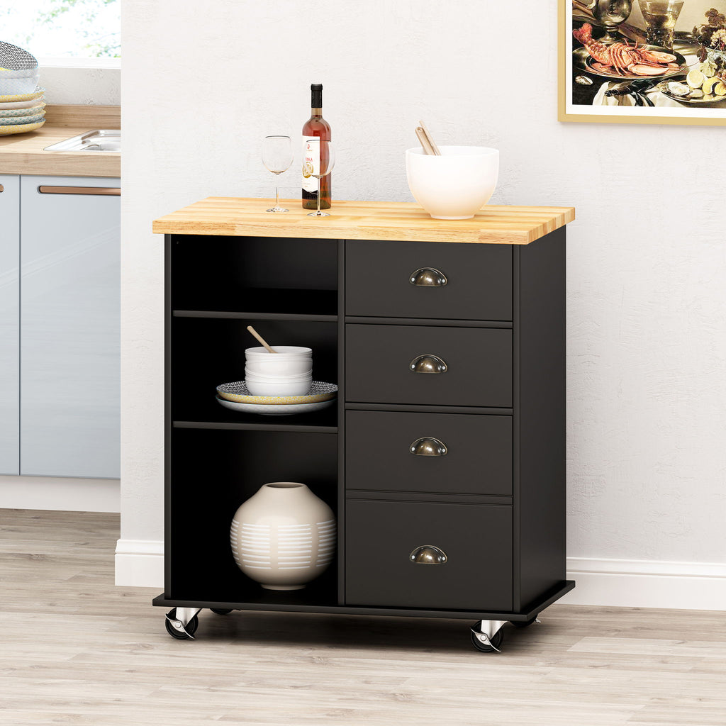 Yohaan - Contemporary Kitchen Cart With Wheels