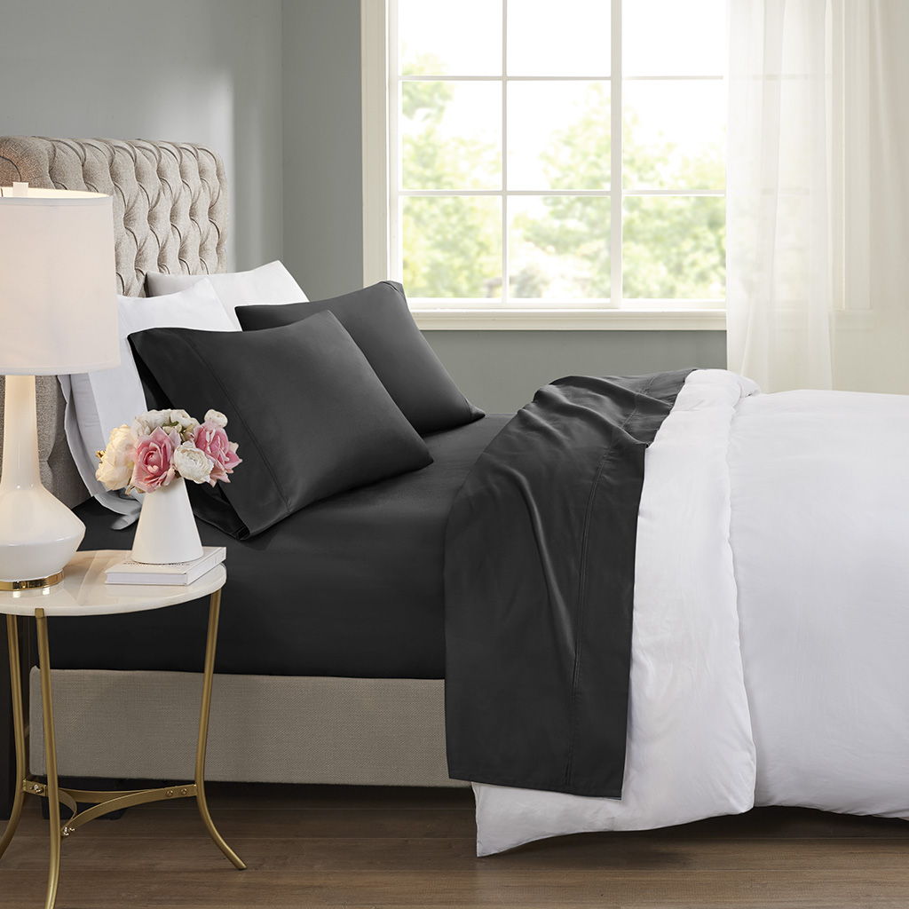 600 Thread Count - 4 Piece Full Cooling Blend Sheet Set - Black