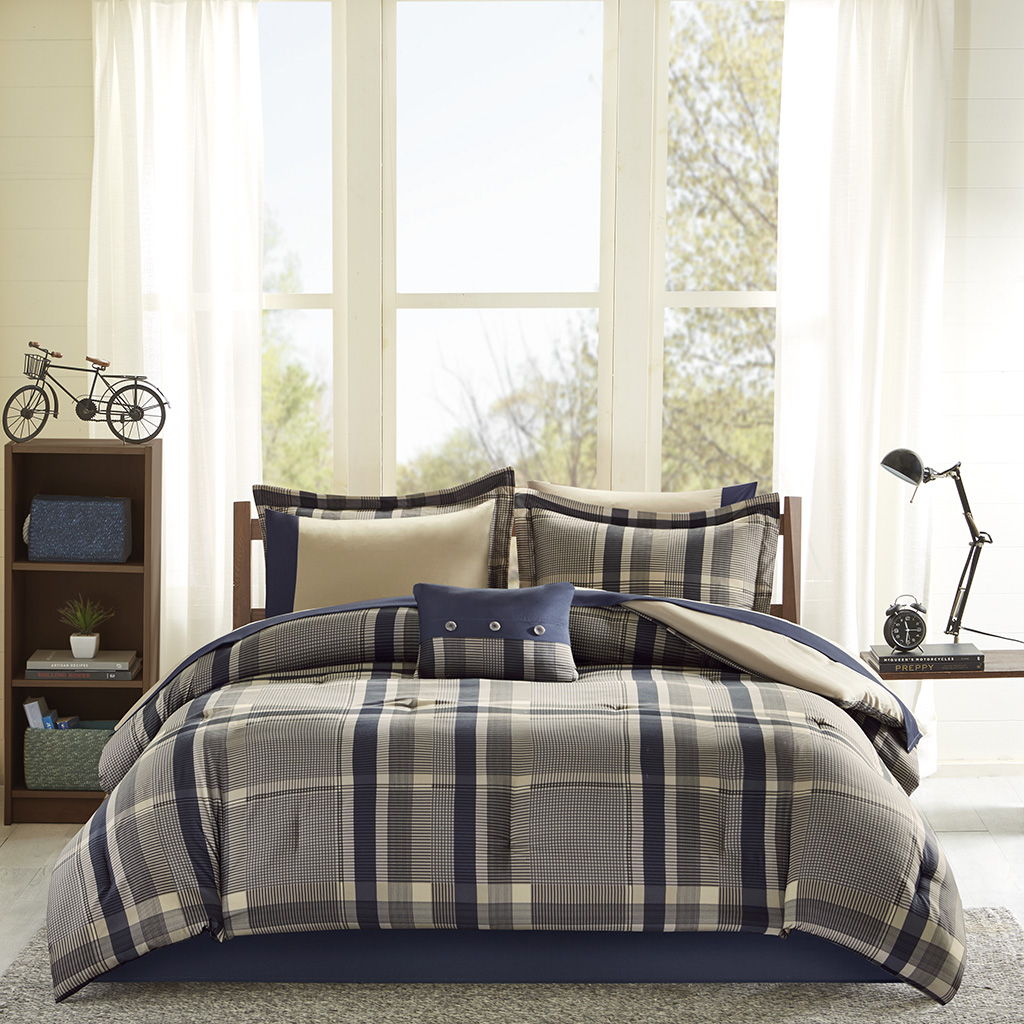 Robbie - Twin Long Comforter And Sheet Set - Navy Multi