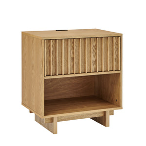 Nightstand With Hidden Charging Station USB Ports & Outlet Hole
