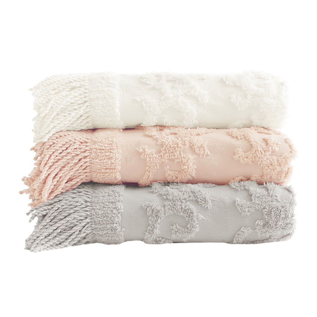 Chloe - Throw With Fringe Tassel - Ivory
