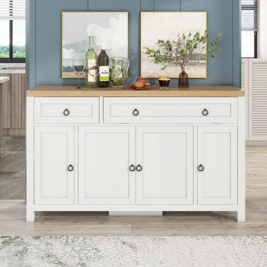 Gewnee - Modern Sideboard Buffet With Drawers - White/Brown