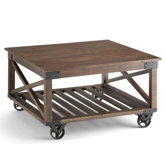 Harding - Square Coffee Table - Distressed Dark Brown