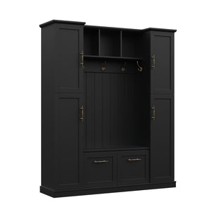 Hall Tree With 4 Side Cabinets