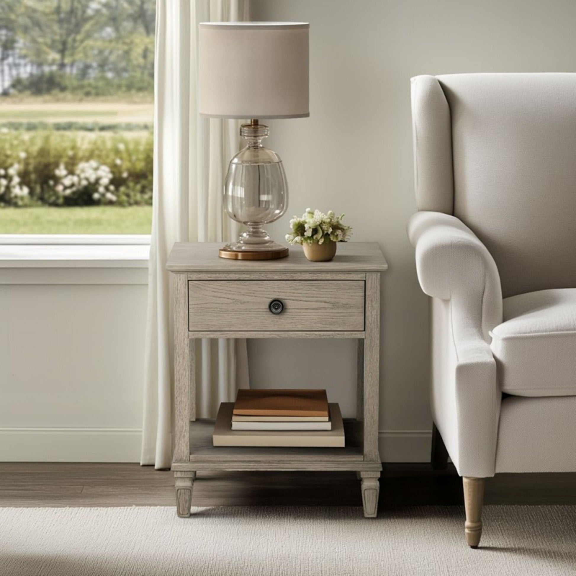 Victoria - Bedside Table With Drawer And Shelf