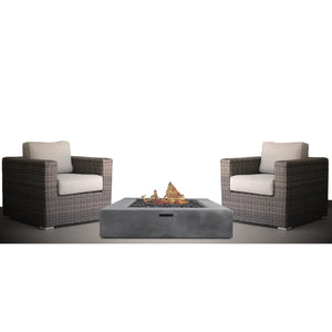 3 Piece Patio Rattan Furniture Set With Cushions Fire Pit - Brown