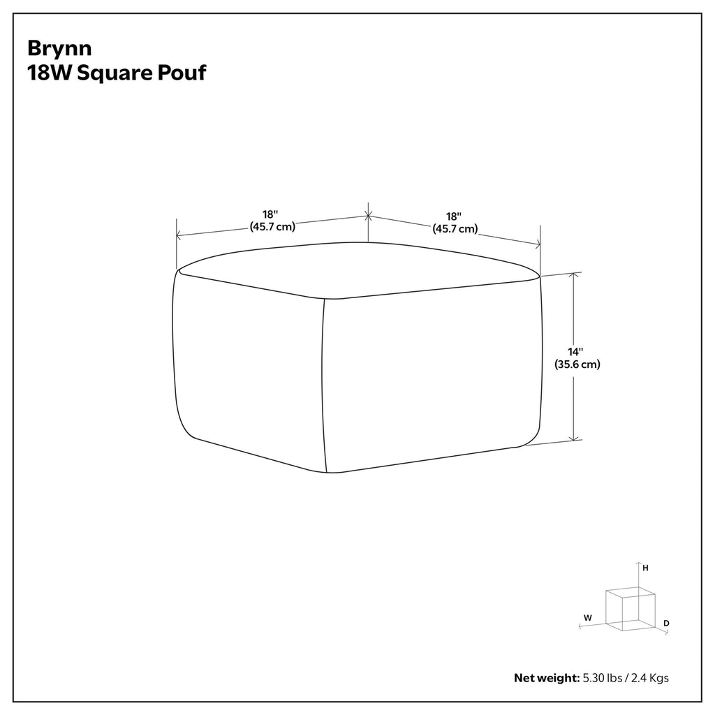 Brynn - Square Pouf - Patterned Black / Natural