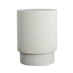 Handmade Side Table With Ribbed Design For Indoor And Outdoor Use - White