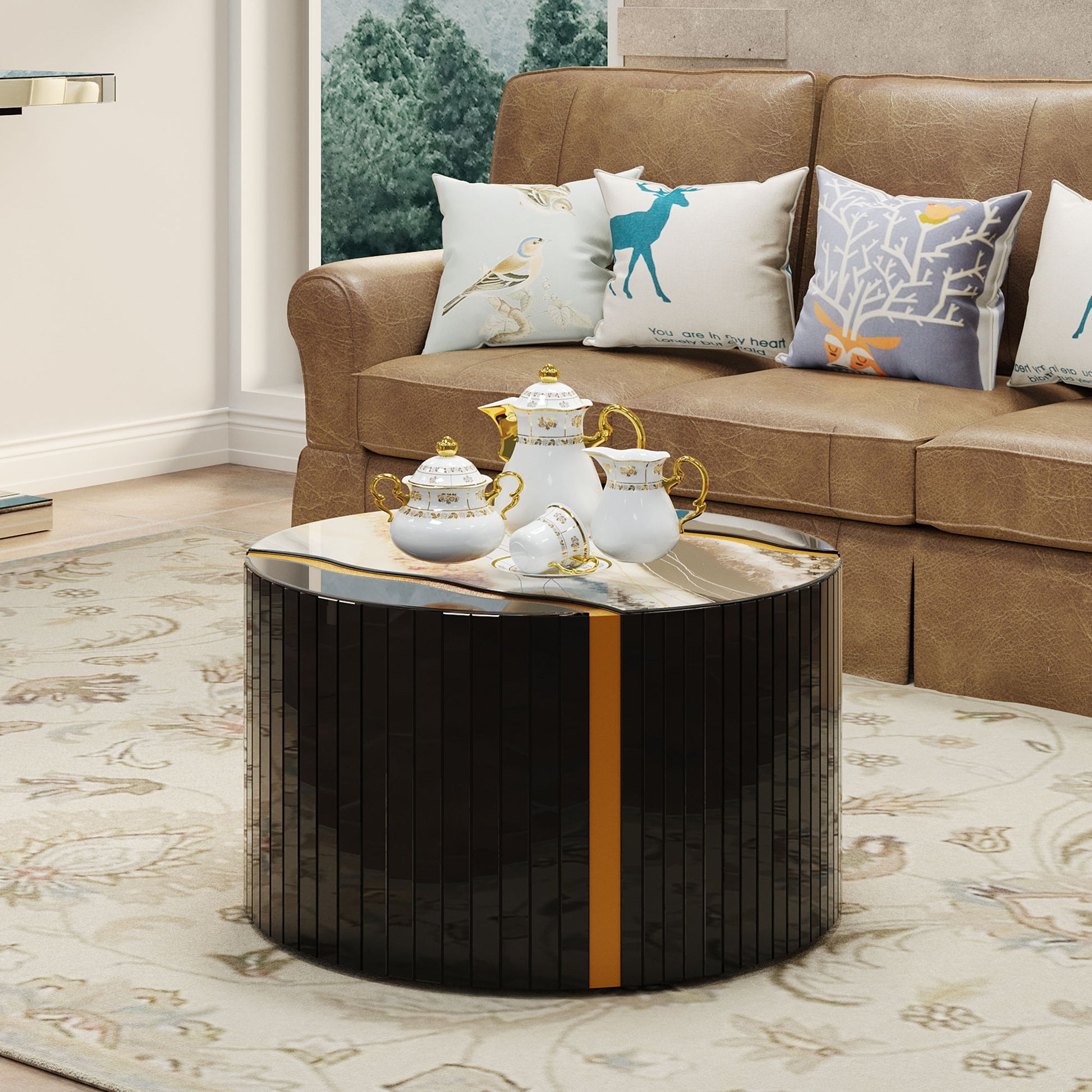 Round Mirror Coffee Table, Living Space Furniture