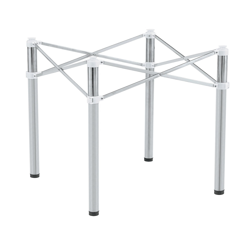 Simple Silver Stainless Steel Folding Table Frame Multifunctional Space Saving Design.Separate Folding Table Legs That Can Be Paired With Various Sizes And Styles Of Tabletops - Silver