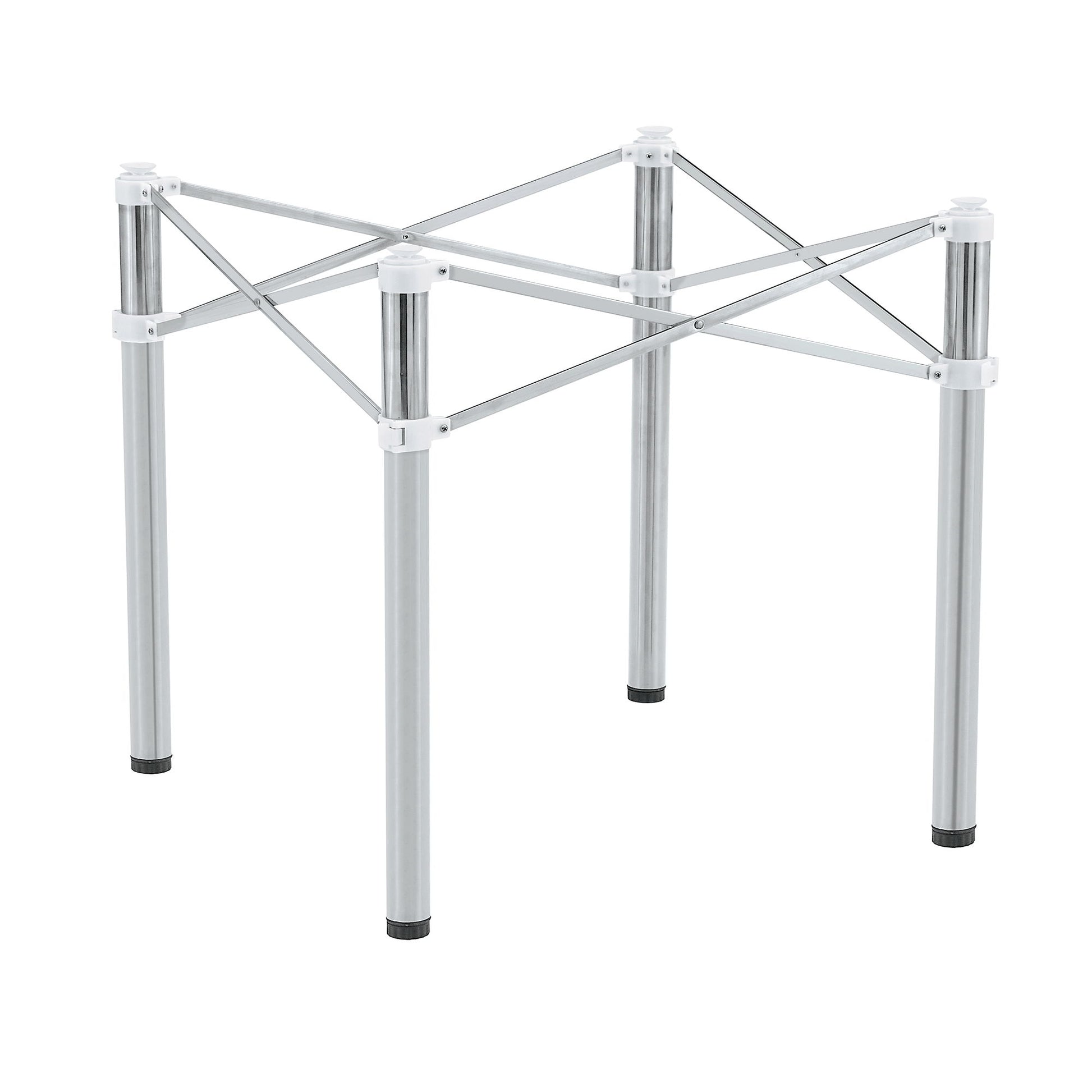 Simple Silver Stainless Steel Folding Table Frame Multifunctional Space Saving Design.Separate Folding Table Legs That Can Be Paired With Various Sizes And Styles Of Tabletops - Silver