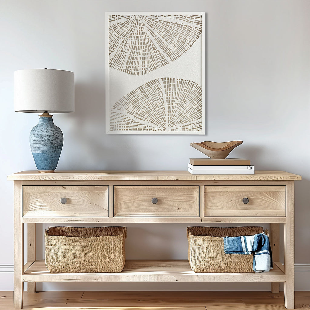 Solana - Framed Abstract Coastal Rice Shadowbox Wall Decor - Off-White