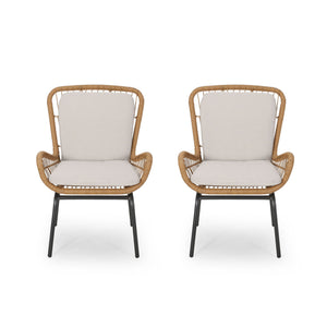 Outdoor Wicker Club Chair With Cushions (Set of 2)