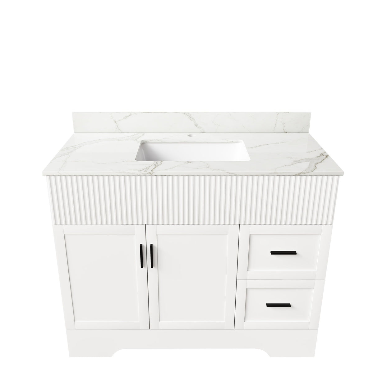 Bathroom Vanity Set, Fluted Cabinet, Soft Close Doors & Drawers - White