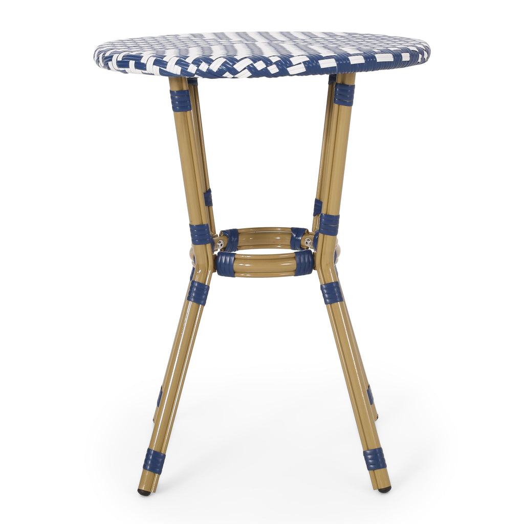 French Bistro Table Outdoor Elegance - White / Blue