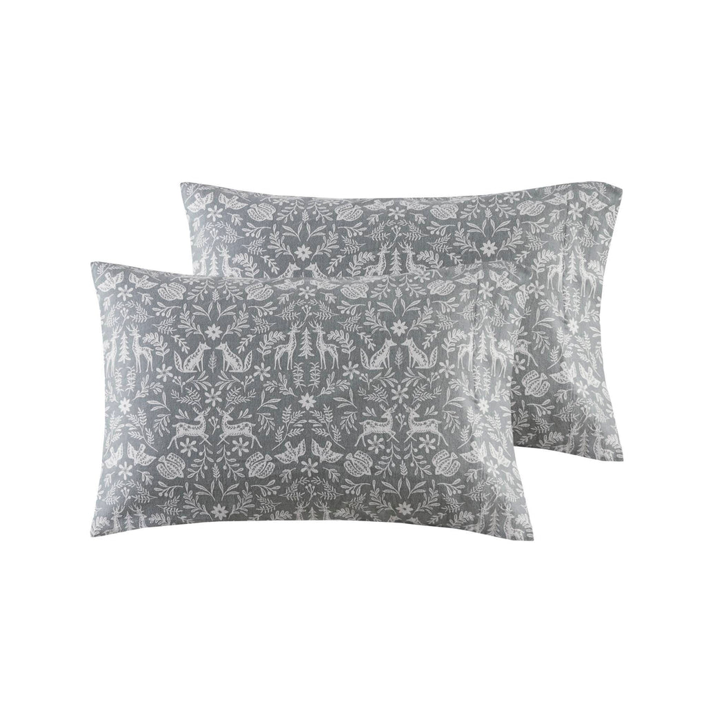 Cozy Cotton Flannel - King Printed Sheet Set - Sage Winter Fauna
