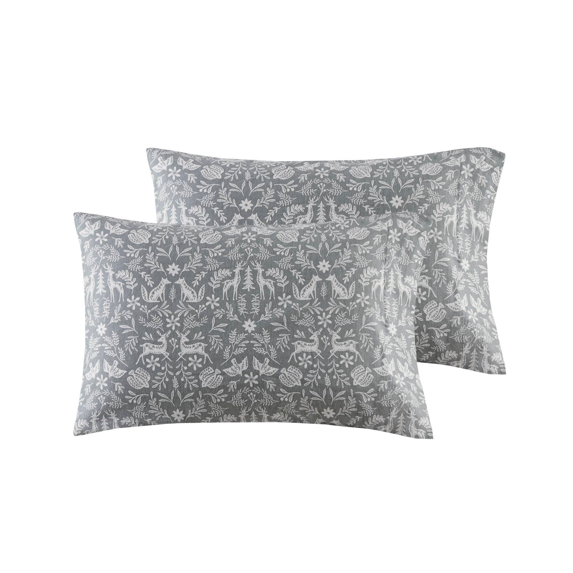 Cozy Cotton Flannel - King Printed Sheet Set - Sage Winter Fauna