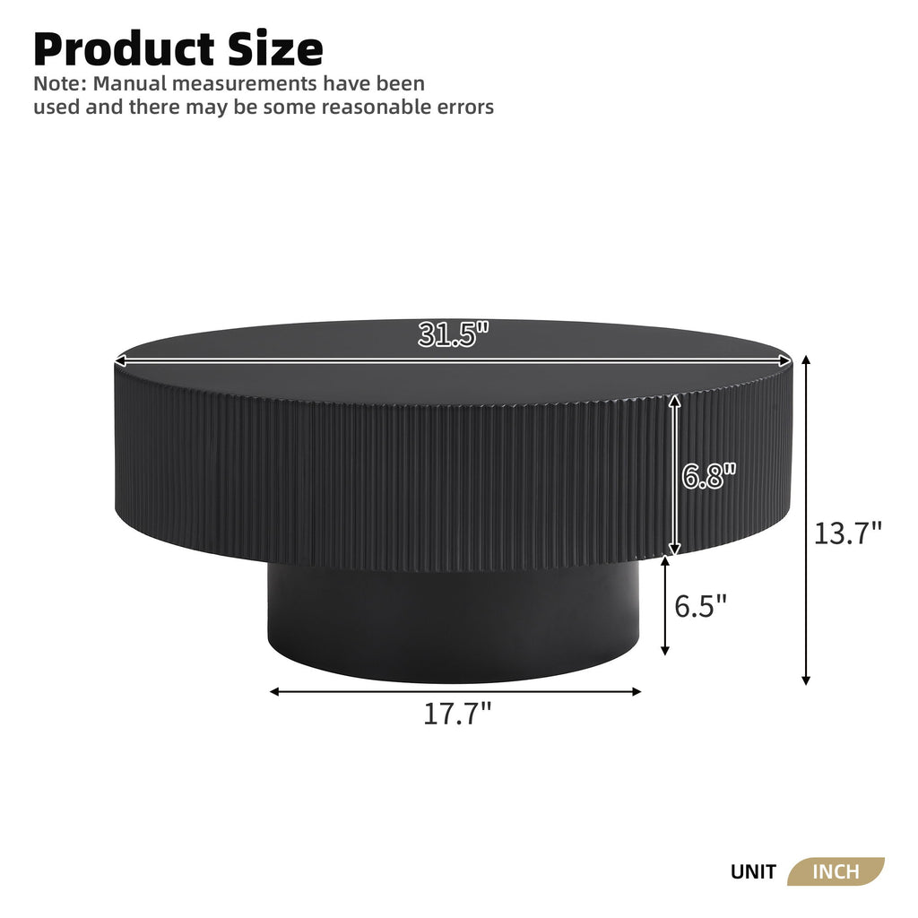 Elegant Round Coffee Table With Thick Tabletop