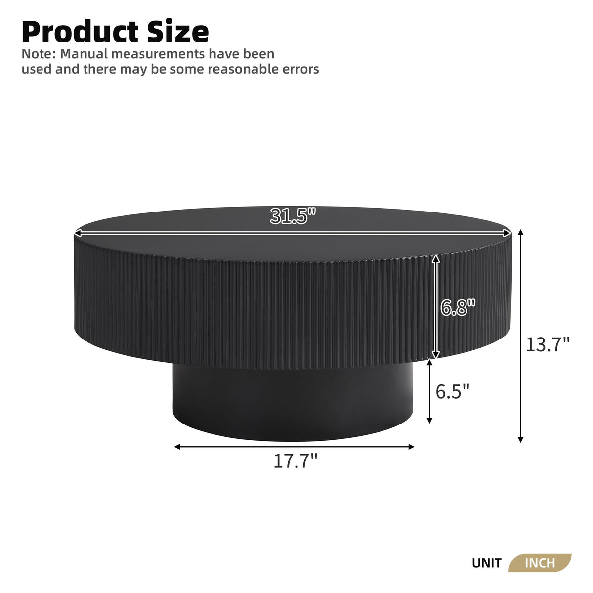 Elegant Round Coffee Table With Thick Tabletop