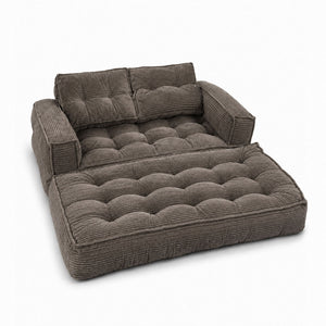 2 Seater Modular Sofa With Chaise Lounge, Boneless Floor Couch For Living Room - Coffee