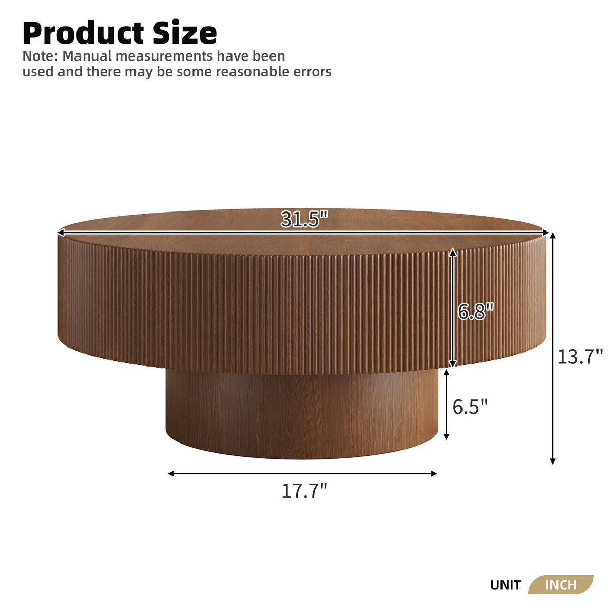 Elegant Round Coffee Table With Thick Tabletop