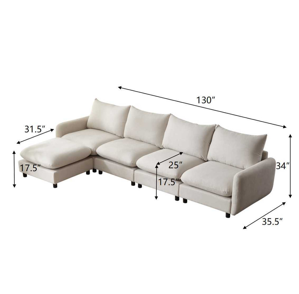 Oversize Modular Free Combination Sectional Sofa Couch With Ottoman For Living Room
