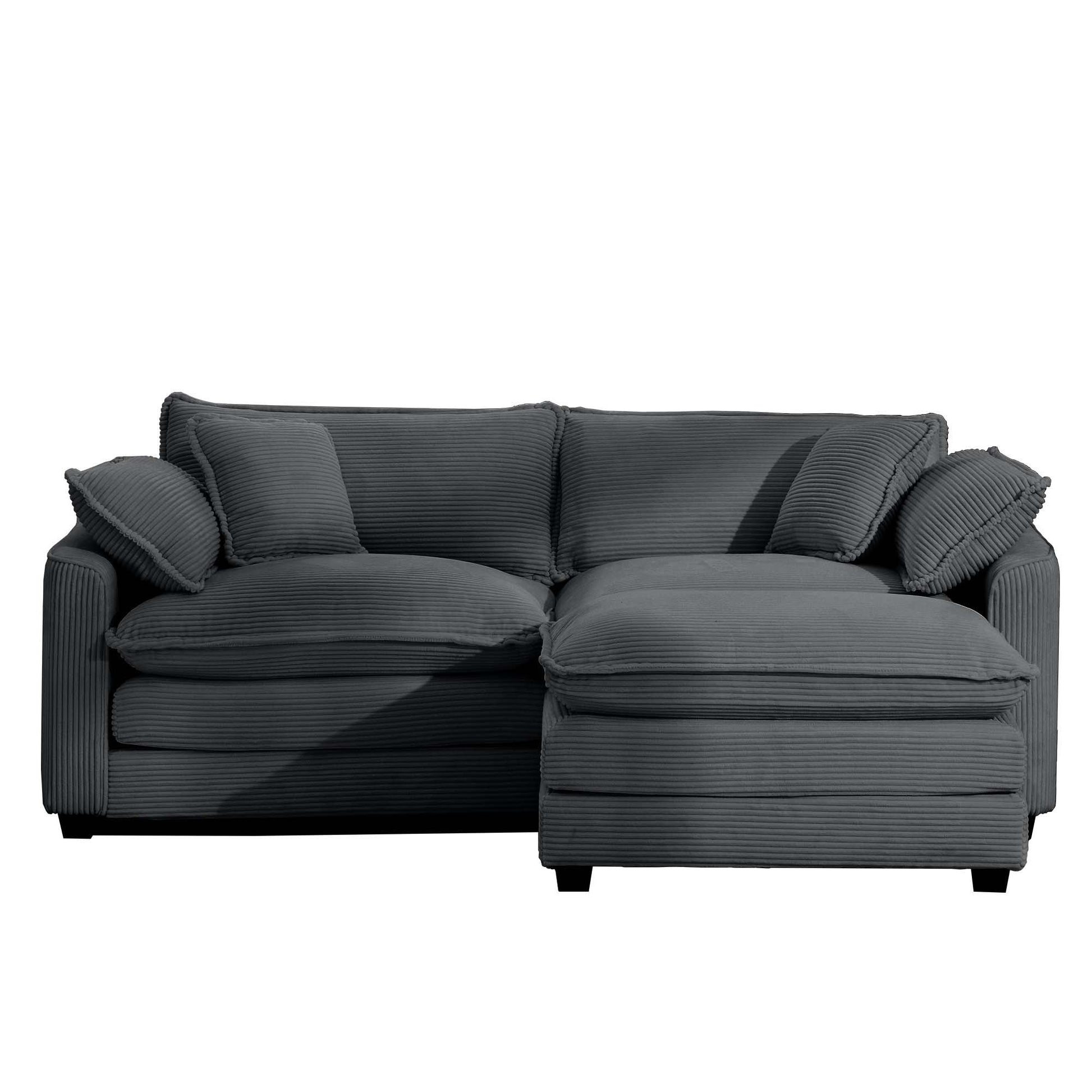 Modern Oversized Modular Cushion Sofa With Ottoman, Low Back, Deep Seating Sofa Set