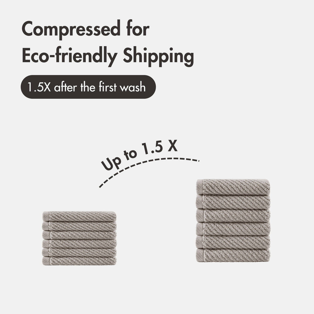 Diagonal Ribbed - 6 Piece Washcloths Set - Gray