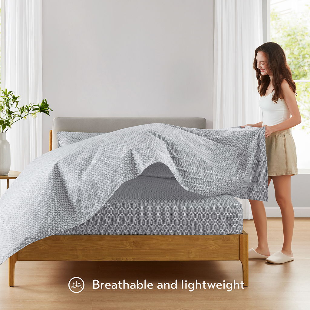 Cotton 144TC - King Printed Sheets - Diamond Gray