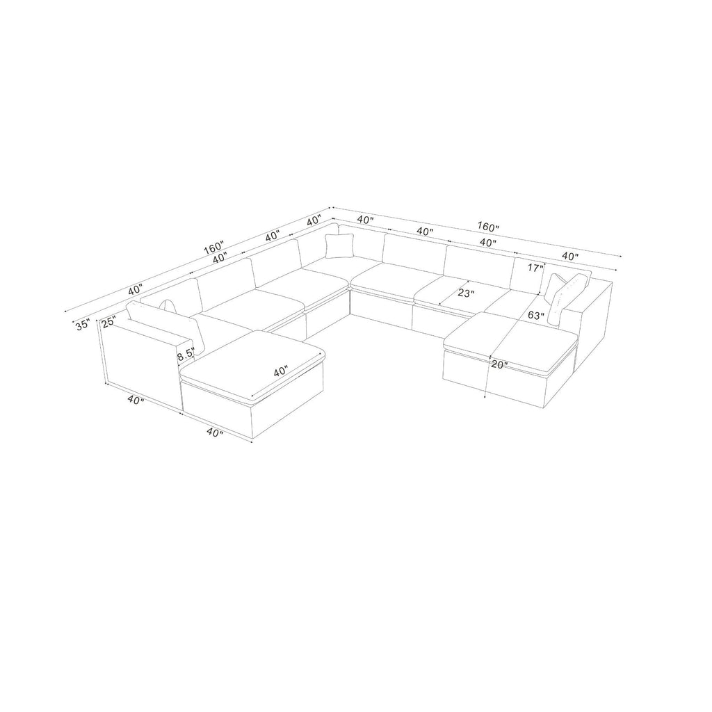 Custom Configuration Modular Sectional With Toss Pillows