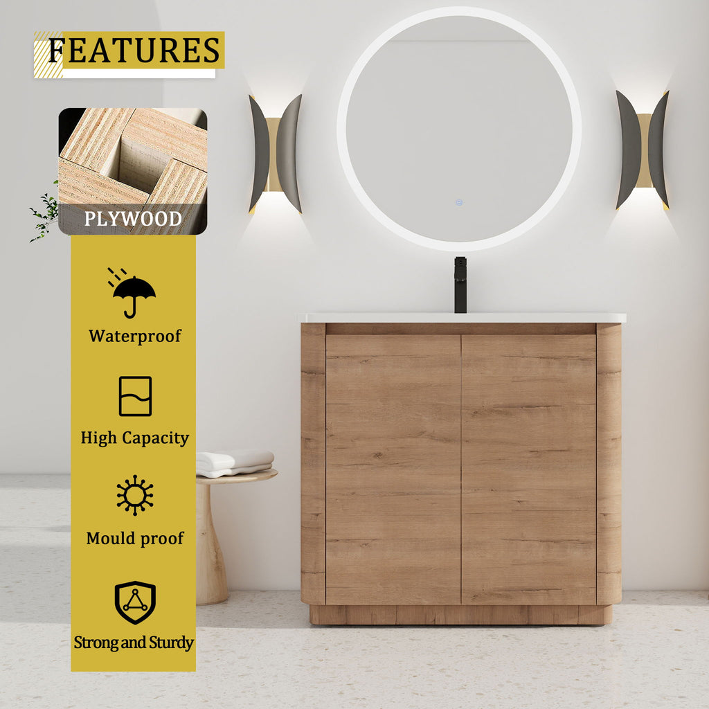 Freestanding Bathroom Vanity With Sink & 2 Soft Close Doors