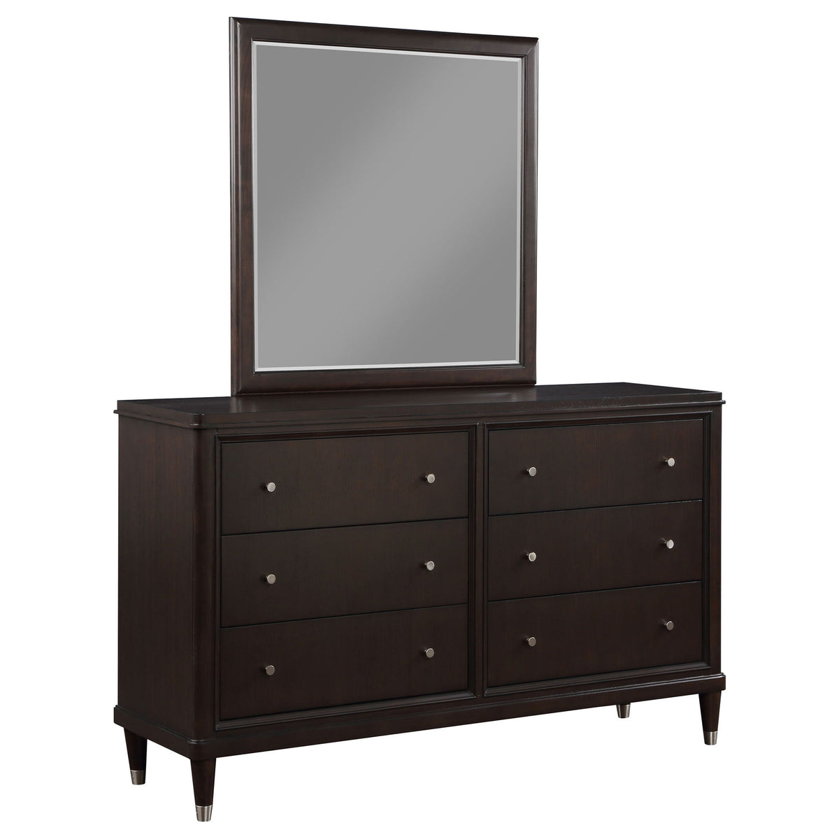 Navarro - 6 Drawer Dresser With Mirror - Brown