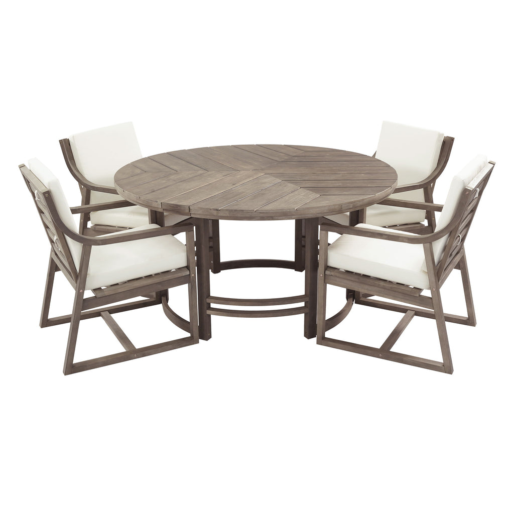 5 Piece Outdoor Dining Set, Patio Table And Chairs With Umbrella Hole
