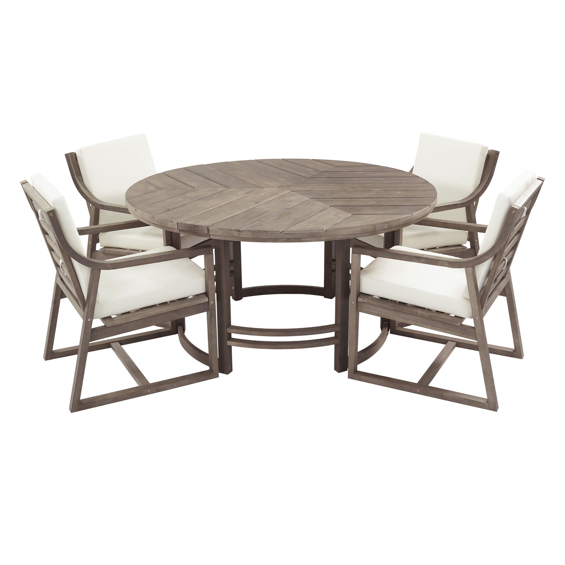 5 Piece Outdoor Dining Set, Patio Table And Chairs With Umbrella Hole
