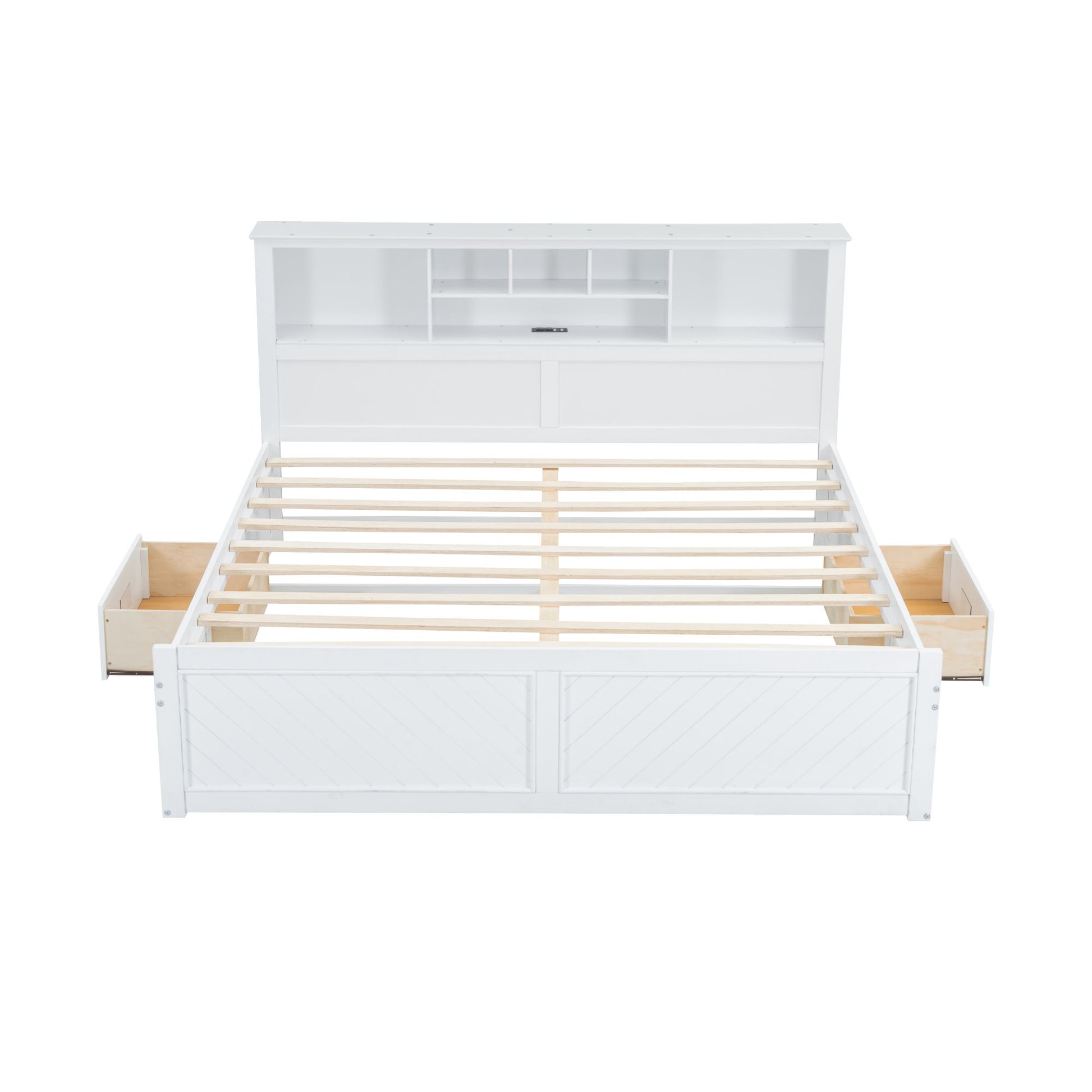 Platform Bed With Multi Storage Headboard, USB And Drawers