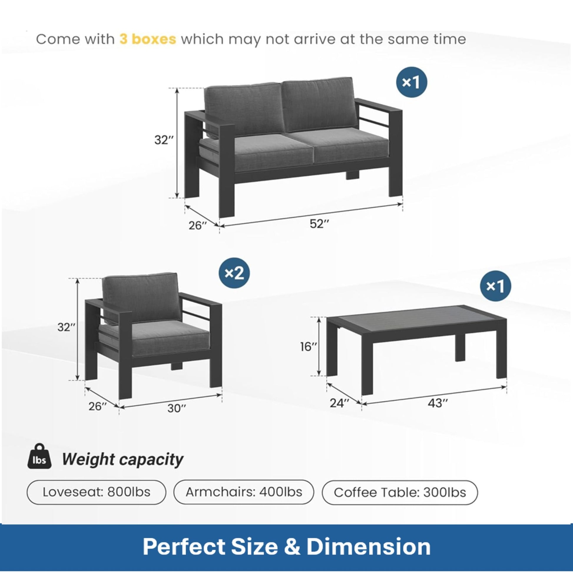 Outdoor Patio Set, All-Weather & Thick Cushions