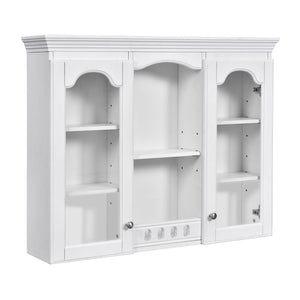 Wall-Mounted Medicine Cabinet With 2 Glass Doors, Adjustable Shelves - White