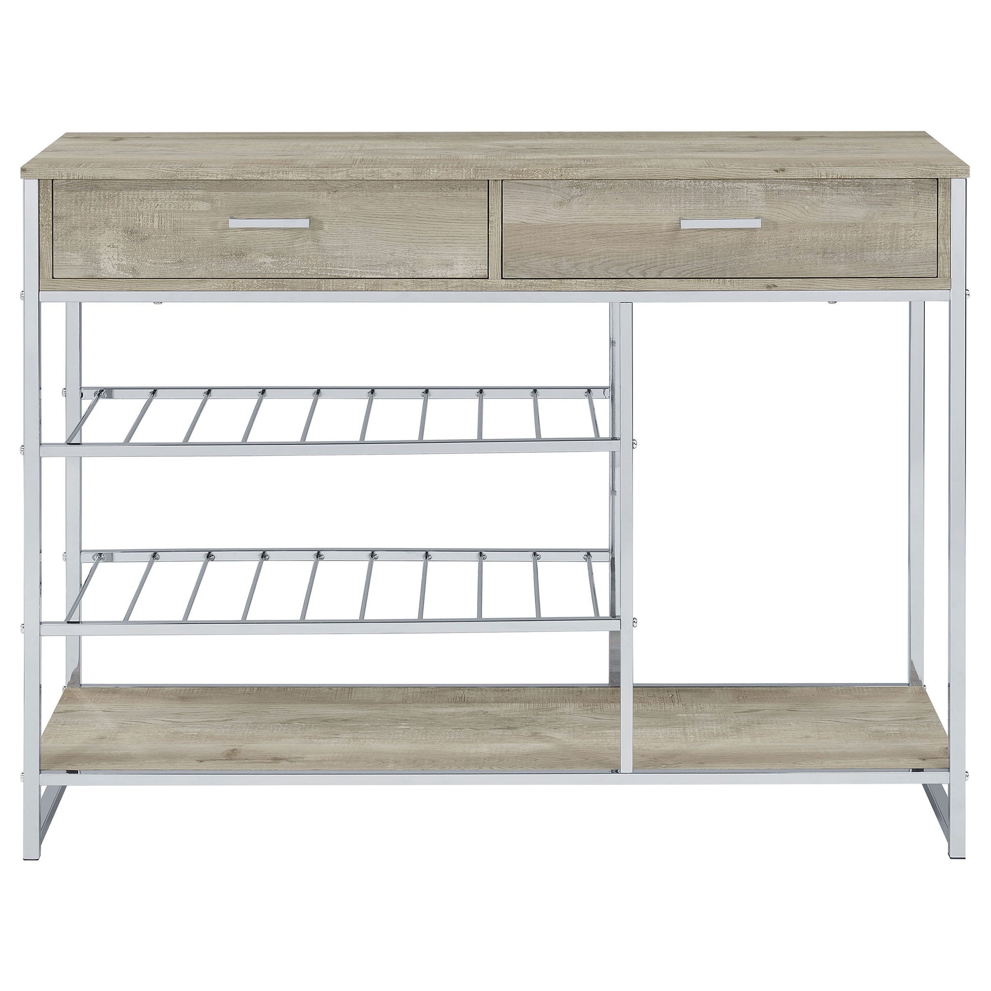 Ethel - 2 Drawer Home Bar Storage With Wine Rack - Oak