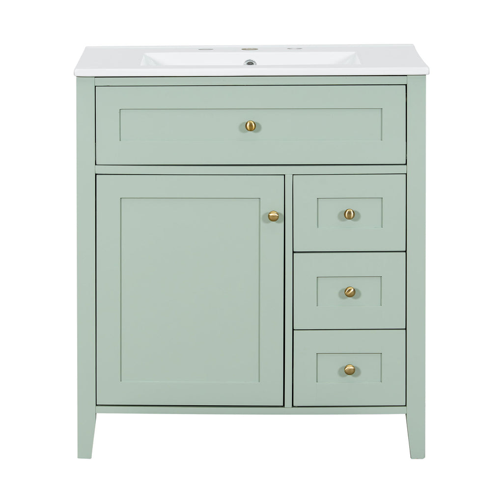 Bathroom Vanity With Sink, 3 Drawers And Adjustable Shelf
