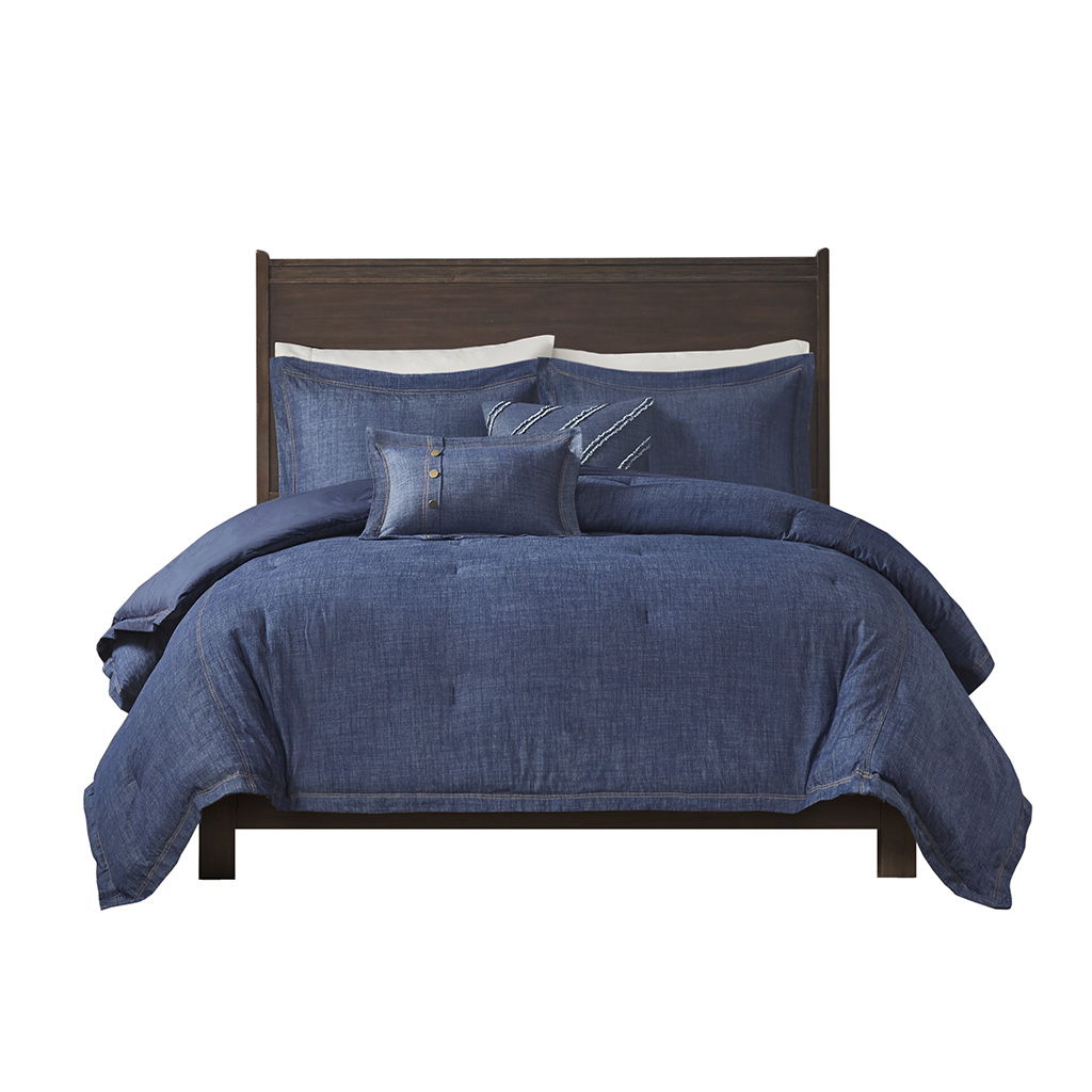 Perry - King Oversized Denim Comforter Set - Blue