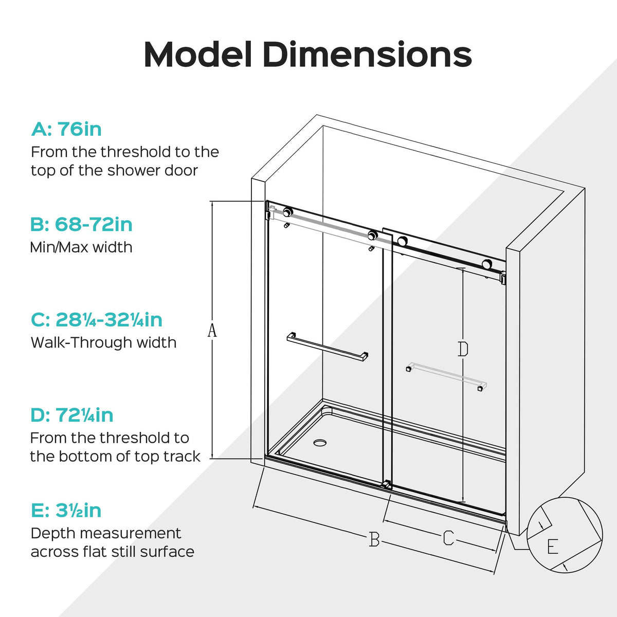 Frameless Double Sliding Soft-Close Shower Door, 3 / 8" (10Mm) Thick SGCC Tempered Glass Door, Matte