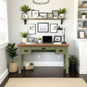 Vineyard - Writing Desk - Sage Green And Fruitwood