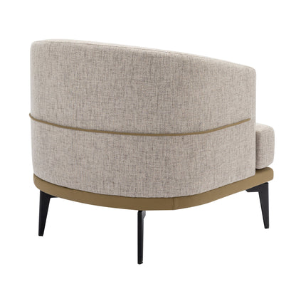 Gewnee - Luxury Upholstered Round Armchair - Beige / Mustard Green