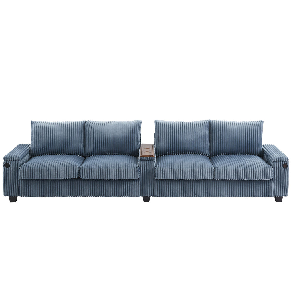 Modern 4 Seater Corduroy Sofa Couch With USB Ports And Hidden Storage